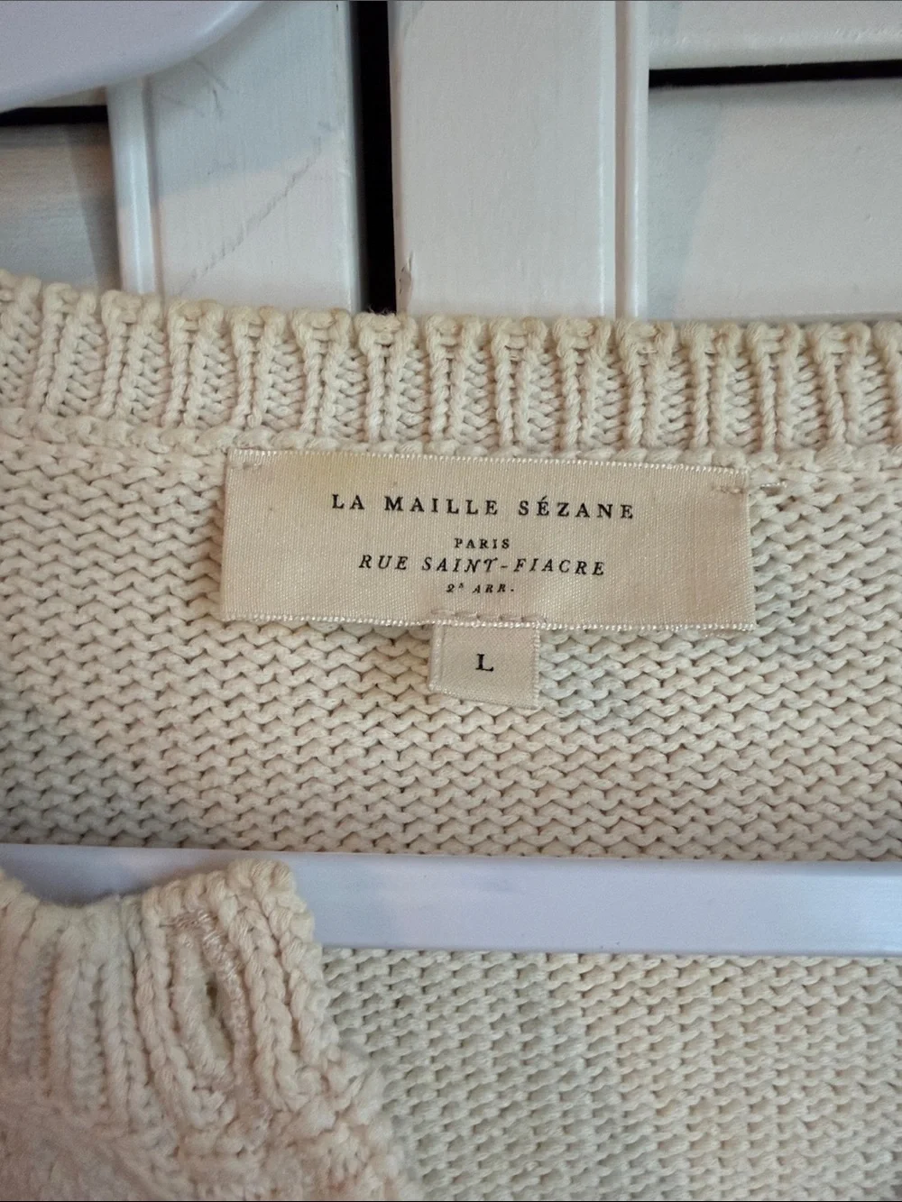 Sezane Leontine Jumper Large Cream Black Striped Sweater Sézane
